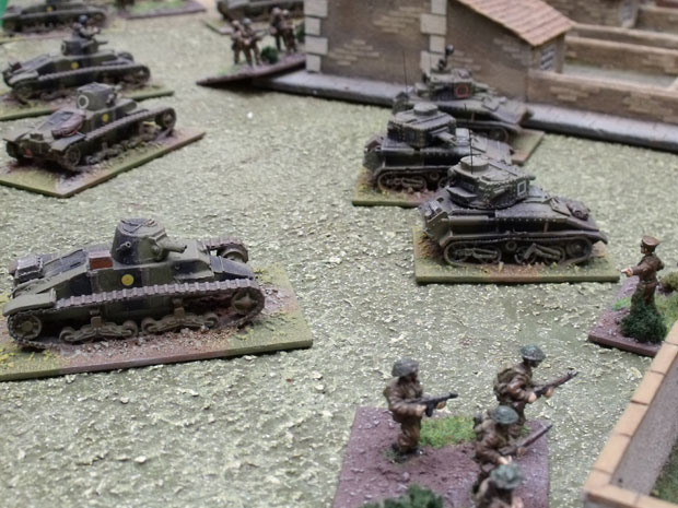Moving up in support MAtilda I's and Vickers Light tanks