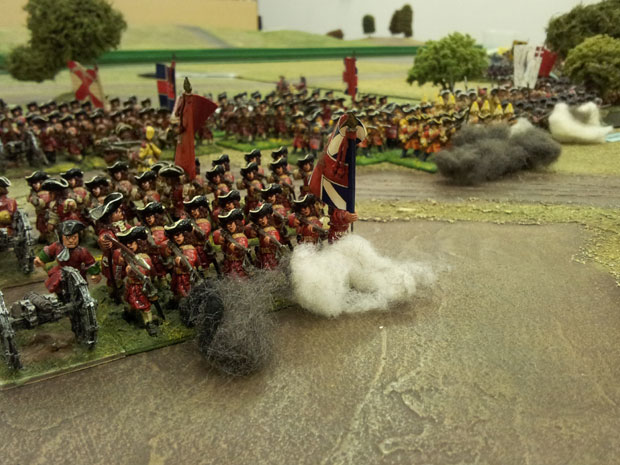 Troops from Orkney's command advance toward Boufflers men.